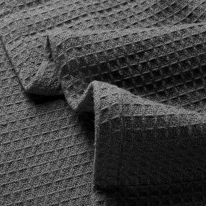 Glamburg 100% Cotton Thermal Bed Blanket, Twin Size, Soft Waffle, All Season, Charcoal