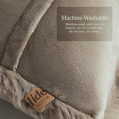 UnHide Squish Lumbar Pillow - Faux Fur Pillow - Extra Soft Throw Pillow - Rectangular Shaped, Polyester Fill - Machine Washable - Perfect for Living Room Or Bedroom - 10” x 18” - Taupe Ducky
