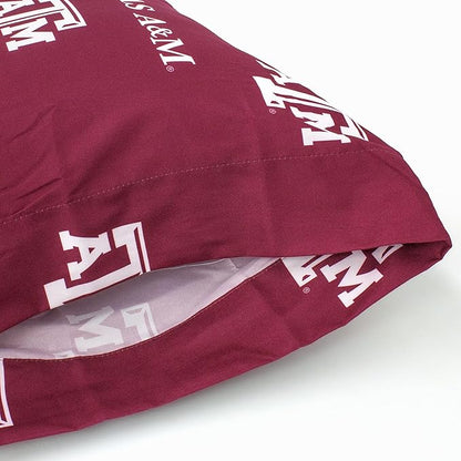 College Covers Everything Comfy Texas A&M Aggies Pillowcase Pair, Standard, 20" x 30", Includes 2 Pillowcases