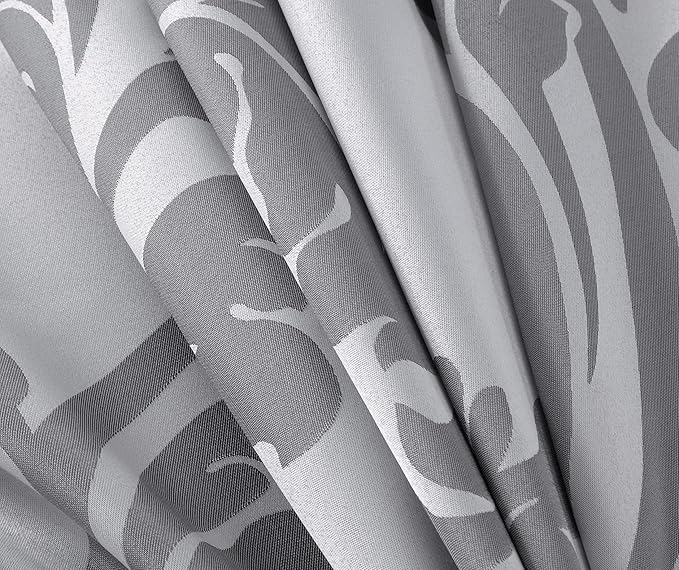 Chezmoi Collection 7-Piece Jacquard Floral Comforter Set (King, Silver/Gray)