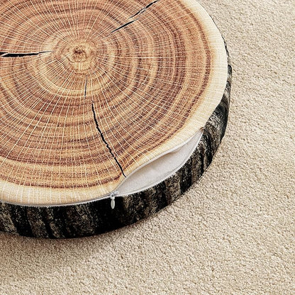 HYSEAS Outdoor Waterproof Throw Pillow, 3D Digital Print Comfortable Kids Funny Cute Wood Log Pillow Circle Seating Floor Cushion for Home, Couch, Bedroom, Living Room, Stump, 16 x 2.75 Inch, 2 Pack