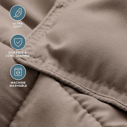 Bare Home Comforter Set - Queen Size - Ultra-Soft - Goose Down Alternative - Premium 1800 Series - All Season Warmth (Queen, Taupe)