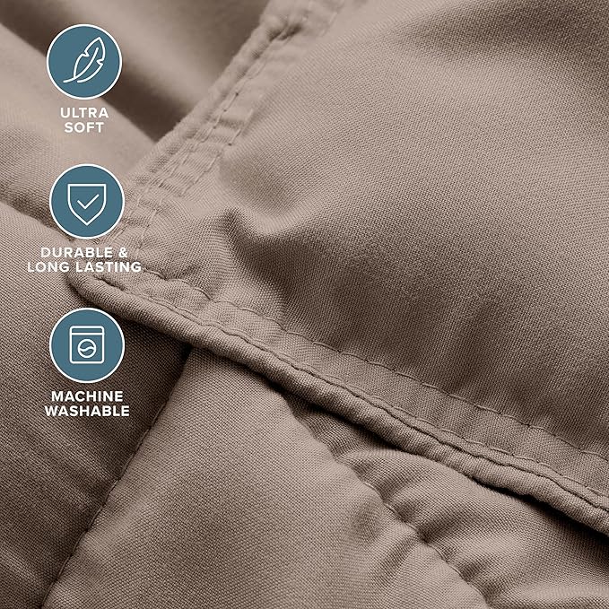 Bare Home Comforter Set - Oversized Queen Size - Ultra-Soft - Goose Down Alternative - Premium 1800 Series - All Season Warmth (Oversized Queen, Taupe)
