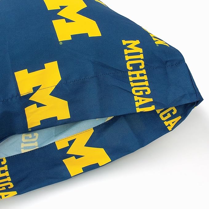 College Covers Everything Comfy Michigan Wolverines Pillowcase Pair, Standard, 20" x 30", Includes 2 Pillowcases