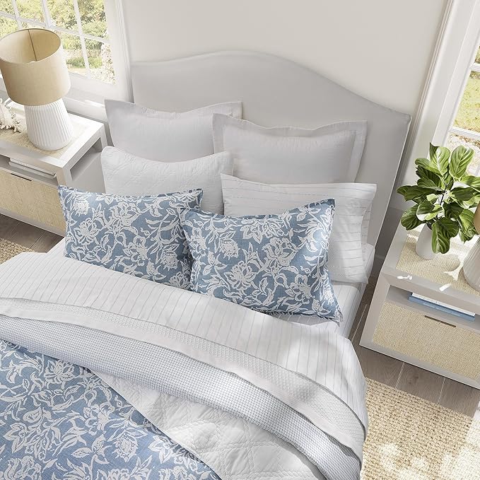 Nautica- King Comforter Set, Cotton Reversible Bedding Set, All Season Designer Home Décor (Tortola Blue, King)