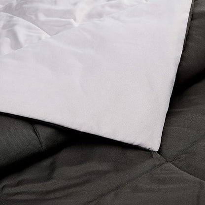 Amazon Basics Reversible Lightweight Microfiber All Season Comforter Blanket, King, Black/Grey