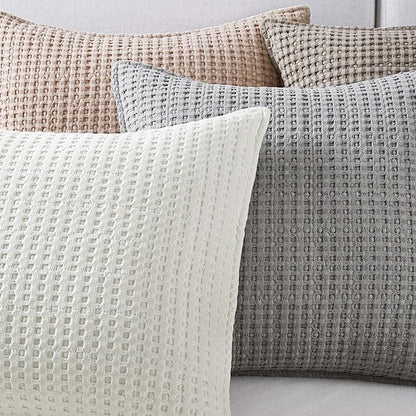 Levtex Home - Mills Waffle - Decorative Pillow - Poly Filled - Grey - Sham Size (20 x 20in.)