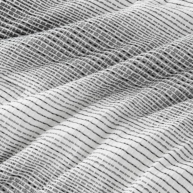 Wonderful Waffle Weave Comforter Set King, Striped Yarn-Dyed Textured Soft Breathable Reversible Cotton Comforter Set, 5 Piece White and Grey Fluffy Bedding Set with Pillow Shams, Decorative Pillows