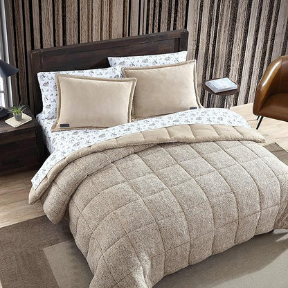 Eddie Bauer - King Comforter Set, Microsuede Bedding with Soft Sherpa Reverse, 3 Piece Bed Set with Matching Pillowcases (Sherwood Brown)
