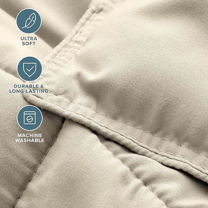 Bare Home Comforter Set - Queen Size - Ultra-Soft - Goose Down Alternative - Premium 1800 Series - All Season Warmth (Queen, Sand)