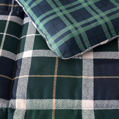 Nautica - King Comforter Set, Ultra Soft Bedding with a Woven Textured Feel, Medium Weight for Year Round Comfort, 3 Piece Bed Set with Matching Pillowcases (Northsail Plaid Navy)