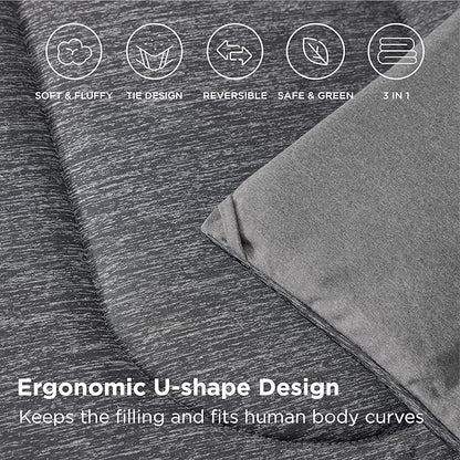 Bedsure King Comforter Set - Cooling and Warm Bed Set, Dark Grey Reversible Bedding for All Season, 3 Pieces, 1 King Size Comforter (102"x90") and 2 Pillow Cases (20"x36")