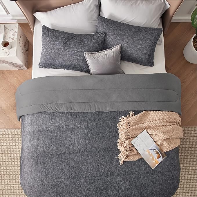 Bedsure King Comforter Set - Cooling and Warm Bed Set, Dark Grey Reversible Bedding for All Season, 3 Pieces, 1 King Size Comforter (102"x90") and 2 Pillow Cases (20"x36")