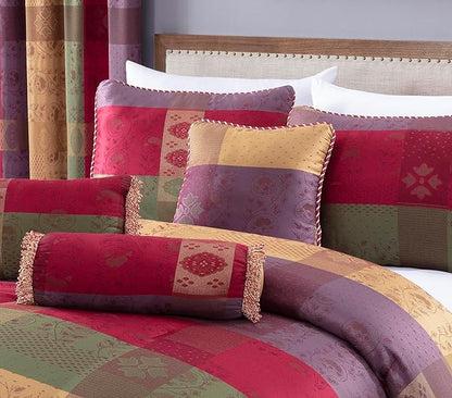 Chezmoi Collection 7-Piece Floral Jacquard Patchwork Woven Comforter Set, King