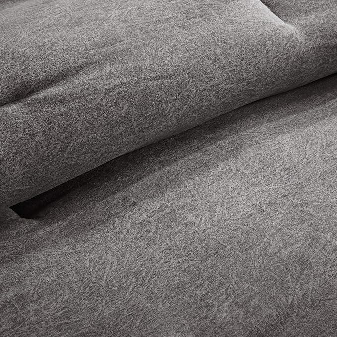 Madison Park Boone Cozy Comforter Set, Faux Suede, Deluxe Hotel Styling All Season Down Alternative Bedding Matching Shams, Decorative Pillow, Queen (90 in x 90 in), Rustic Grey 7 Piece,Dark Gray