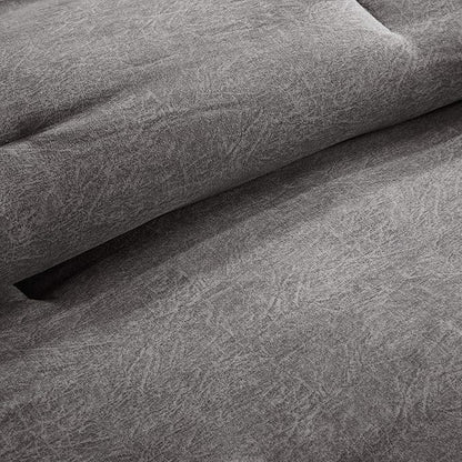 Madison Park Boone Cozy Comforter Set, Faux Suede, Deluxe Hotel Styling All Season Down Alternative Bedding Matching Shams, Decorative Pillow, Queen (90 in x 90 in), Rustic Grey 7 Piece,Dark Gray