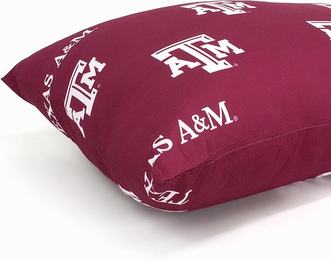 College Covers Everything Comfy Texas A&M Aggies Pillowcase Pair, Standard, 20" x 30", Includes 2 Pillowcases