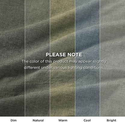 Bedsure 5 PCS Cotton Comforter Set with Waffle Throw Blanket - Breathable Bedding Set for All Seasons, Olive Green Queen Comforter, Pillow Shams, Beige 100% Cotton Blanket, Throw Pillow