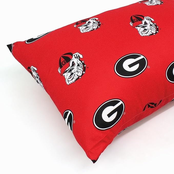 College Covers Everything Comfy Georgia Bulldogs Pillowcase, Body Pillow, 20" x 60", Includes 1 Pillowcase