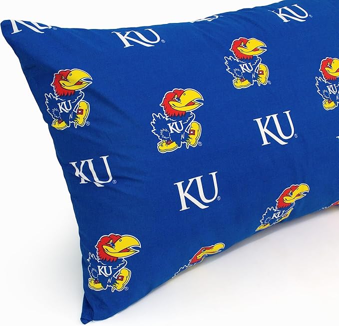 College Covers Everything Comfy Kansas Jayhawks Pillowcase, Body Pillow, 20" x 60", Includes 1 Pillowcase