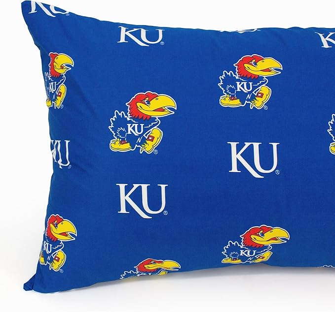 College Covers Everything Comfy Kansas Jayhawks Pillowcase, Body Pillow, 20" x 60", Includes 1 Pillowcase