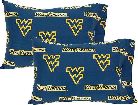 College Covers Everything Comfy West Virginia Mountaineers Pillowcase Pair, King, 20" x 40", Includes 2 King Pillowcases