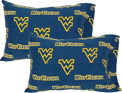 College Covers Everything Comfy West Virginia Mountaineers Pillowcase Pair, Standard, 20" x 30", Includes 2 Pillowcases