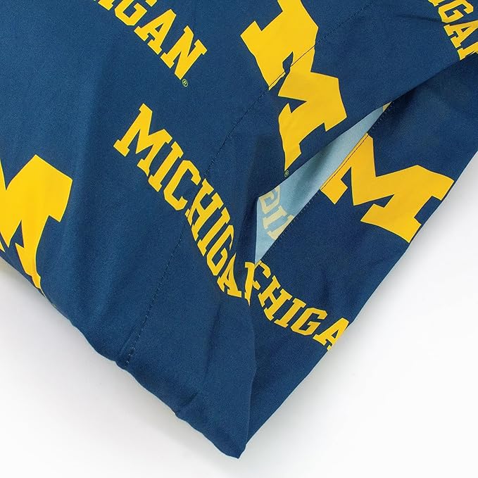 College Covers Everything Comfy Michigan Wolverines Pillowcase Pair, Standard, 20" x 30", Includes 2 Pillowcases