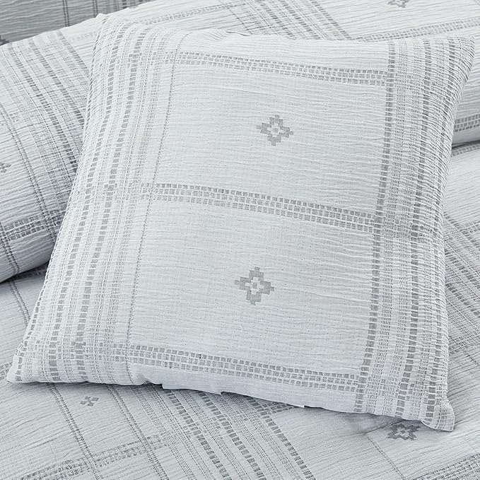 Modern Threads 5-Piece Jacquard Comforter Set, Elena King in Grey – Elegant Comforter, 2 Pillow Shams, and 2 Decorative Pillows