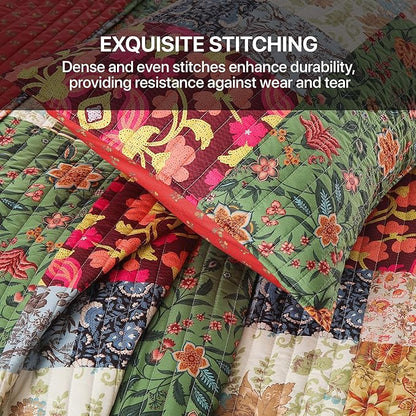 Twin Quilt Set for Bed - Patchwork Quilts Queen Size, Comforter Coverlet Bedspread Reversible 68"x90" with 1 Pillow Shams