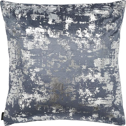 SAFAVIEH Home Collection Edmee Glam Metallic Midnight Blue/Silver 18-inch Square Pillow with Insert