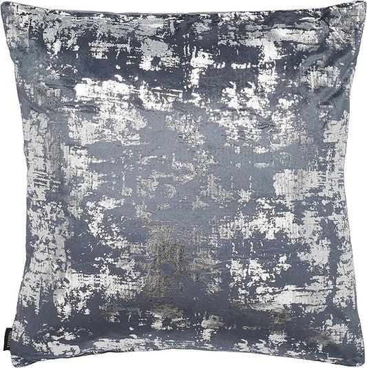 SAFAVIEH Home Collection Edmee Glam Metallic Midnight Blue/Silver 18-inch Square Pillow with Insert