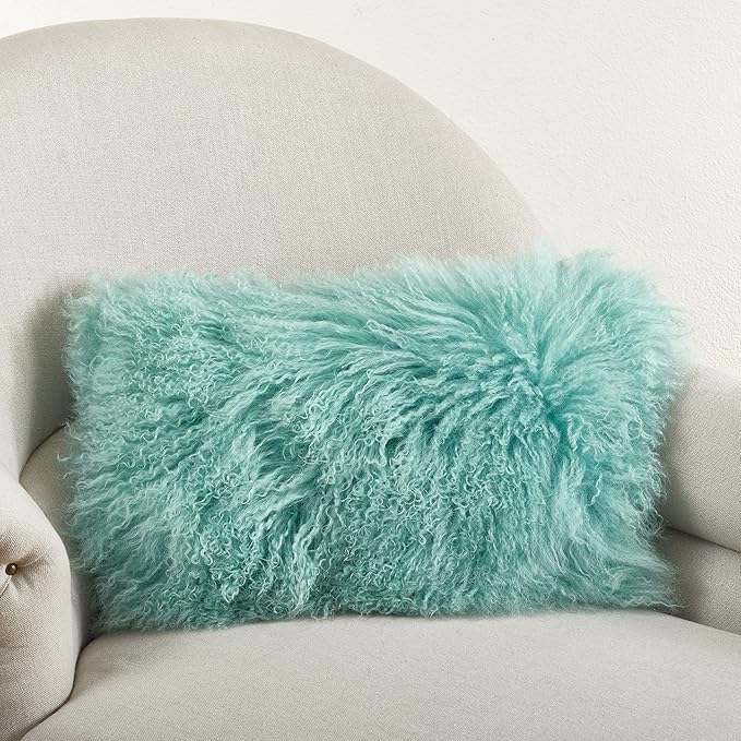 SARO LIFESTYLE Mongolian Lamb Fur Poly Filled Throw Pillow
