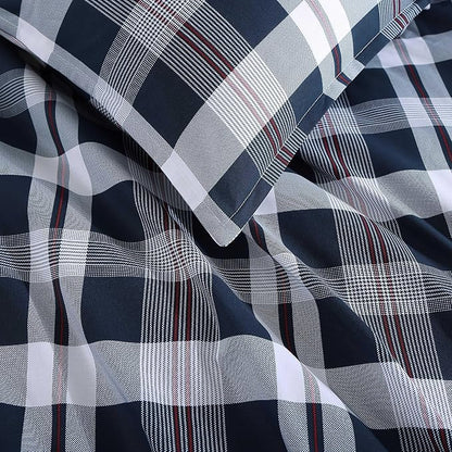 Tommy Hilfiger - Twin/Twin XL Comforter Set, Cotton Textured Bedding with Matching Sham, Medium Weight Bed Set, Oeko-TEX Certified (Dream Madras Blue)