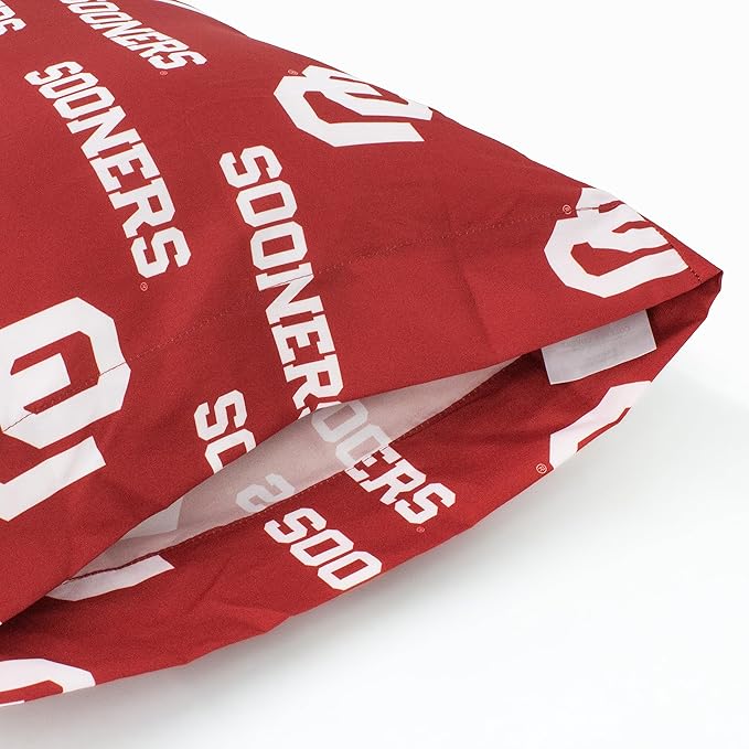 College Covers Everything Comfy Oklahoma Sooners Pillowcase Pair, Standard, 20" x 30", Includes 2 Pillowcases