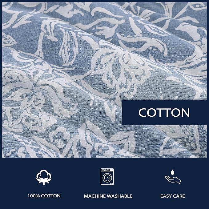 Nautica - Full/Queen Comforter Set, Cotton Reversible Bedding Set with Matching Shams (Tortola Blue, Full/Queen)
