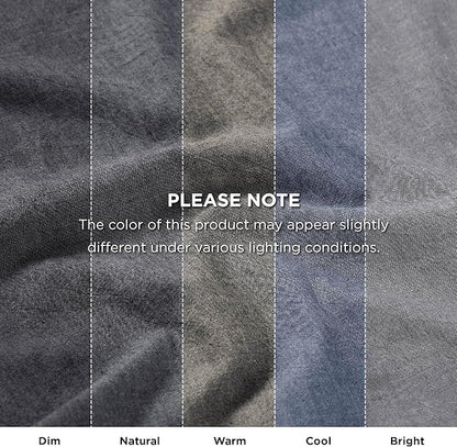 Bedsure 5 PCS Cotton Comforter Set with Waffle Throw Blanket - Soft Breathable Bedding Set for All Seasons, Dark Grey Comforter Full Size, Pillow Shams, Grey 100% Cotton Blanket, Throw Pillow