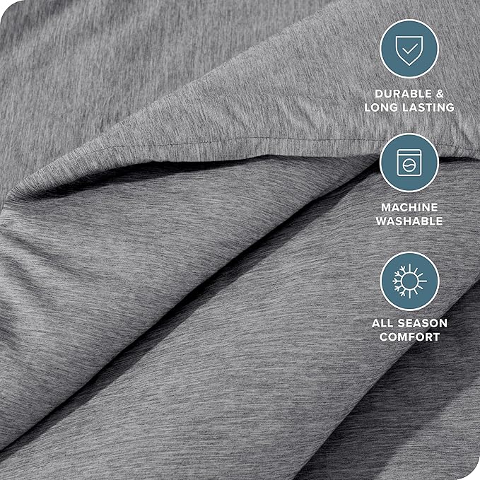 Bare Home Comforter Set - King Size - Ultra-Soft - Goose Down Alternative - Premium 1800 Series - All Season Warmth Comforter (King, Heathered Charcoal)