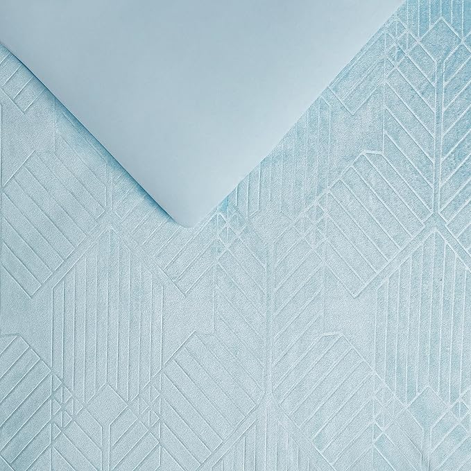 Nine West Maya 2 Piece Embossed Velvet Comforter Set, Luxurious All Season Bedding Including One Comforter and One Pillow Sham, Twin, Light Blue
