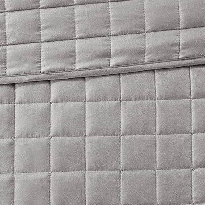 Madison Park Heritage Comforter Quilt Combo Set - Modern Luxury Design, All Season Down Alternative Bedding, Matching Shams, Decorative Pillows, King/Cal King(104"x92"), Color Block Grey 8 Piece