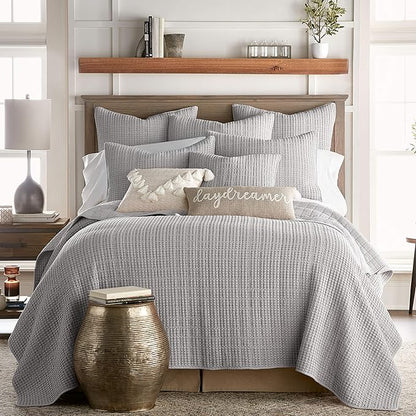 Levtex Home - Mills Waffle - Decorative Pillow - Poly Filled - Grey - Sham Size (20 x 20in.)