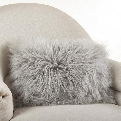 SARO LIFESTYLE Mongolian Lamb Fur Poly Filled Throw Pillow