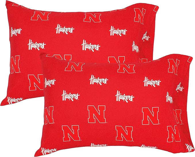College Covers Everything Comfy Nebraska Cornhuskers Pillowcase Pair, Standard, 20" x 30", Includes 2 Pillowcases