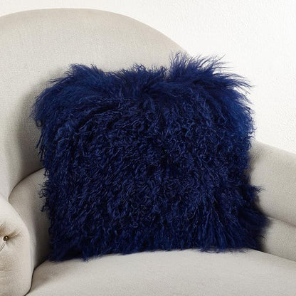 SARO LIFESTYLE Mongolian Lamb Fur Poly Filled Throw Pillow