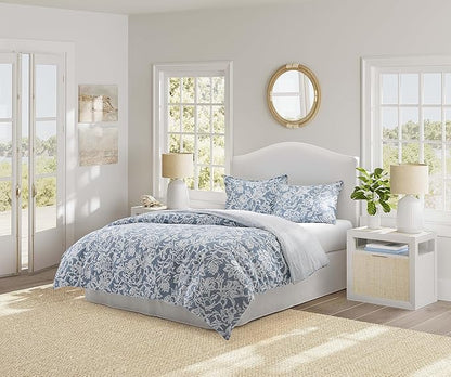 Nautica- Twin Comforter Set, Cotton Reversible Bedding Set, Dorm Room Essentials (Tortola Blue, Twin)