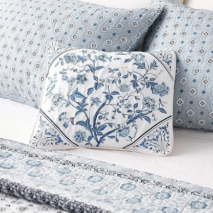 Laura Ashley - Throw Pillow with Envelope Closure, Elegant Home Decor for Bed or Sofa (Charlotte Blue, 16" x 16")