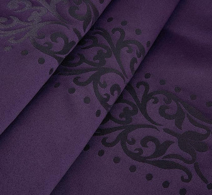 Chezmoi Collection Royale 7-Piece Jacquard Floral Comforter Set, Oversized Queen, Purple/Dark Purple
