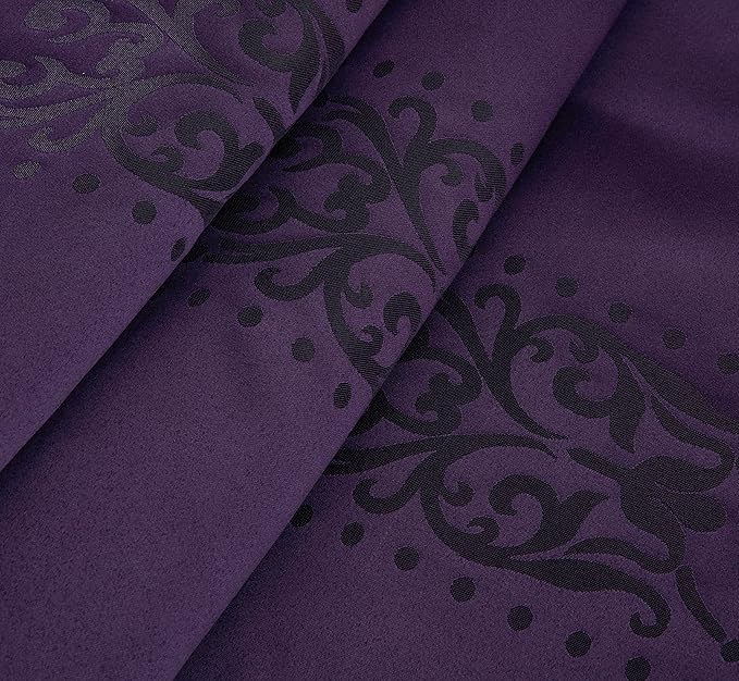 Chezmoi Collection Royale 7-Piece Jacquard Floral Comforter Set, Oversized King, Purple/Dark Purple