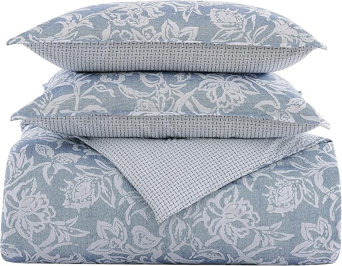 Nautica- Twin Comforter Set, Cotton Reversible Bedding Set, Dorm Room Essentials (Tortola Blue, Twin)