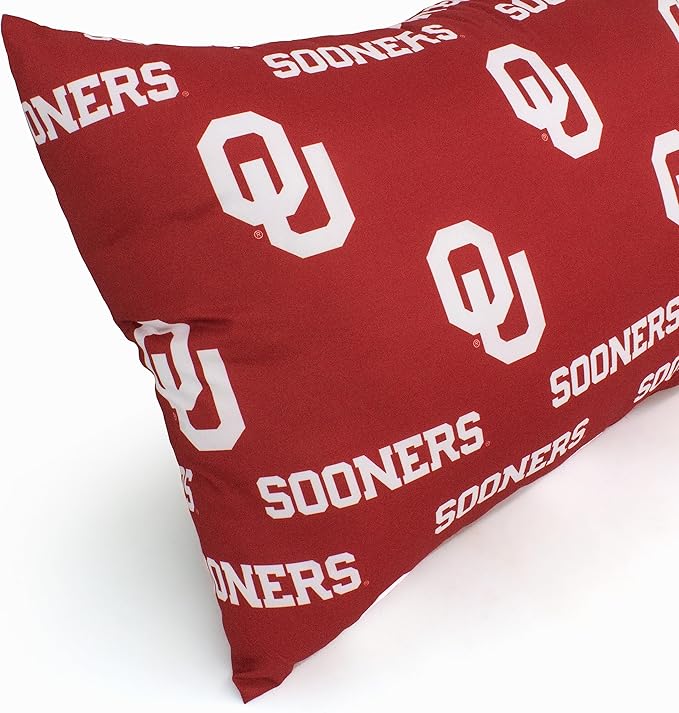 College Covers Everything Comfy Oklahoma Sooners Pillowcase, Body Pillow, 20" x 60", Includes 1 Pillowcase